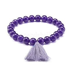 Dyed Natural Malaysia Jade Round Beads Stretch Bracelets Set&nbsp;BJEW-JB06956