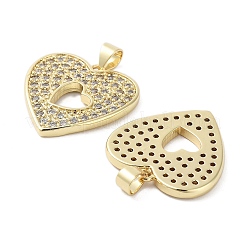 Heart Brass Micro Pave Cubic Zirconia Pendants&nbsp;KK-E102-05G