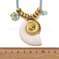 304 Stainless Steel Enamel & Natural Shell Pendant Cord Necklaces&nbsp;NJEW-L465-09G-01