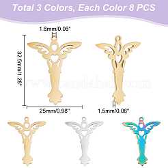 24Pcs 3 Colors 304 Stainless Steel Pendant&nbsp;STAS-DC0012-32