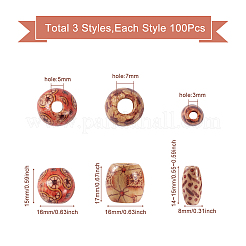 Printed Natural Wood Beads&nbsp;WOOD-TA0001-14