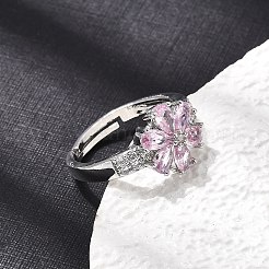 Brass Micro Pave Cubic Zirconia Cuff Open Rings&nbsp;CU-CBA5C10-03P