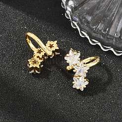 Brass Micro Pave Clear Cubic Zirconia Cuff Earrings&nbsp;EJEW-G471-40G