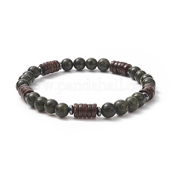 Natural Serpentine & Synthetic Non-magnetic Hematite Beads Energy Stretch Bracelets Set&nbsp;BJEW-JB07142-05