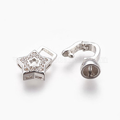 Brass Micro Pave Cubic Zirconia Fold Over Clasps&nbsp;KK-P164-11P