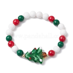 2Pcs Christmas Theme Natural Mashan Jade & Lawmwork Beads Stretch Bracelets for Women Men&nbsp;BJEW-JB11148