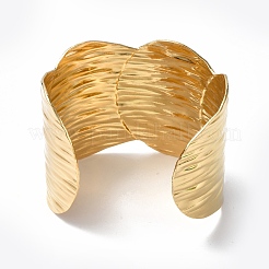 Ion Plating(IP) 304 Stainless Steel Wide Open Cuff Bangle for Women&nbsp;BJEW-F442-02G
