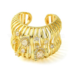 Teardrop Brass Micro Pave Cubic Zirconia Open Cuff Ring&nbsp;RJEW-K256-11G