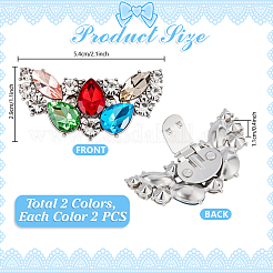 4Pcs 2 Colors Wing Alloy with Glass Rhinestone and Iron Shoe Buckle Clips&nbsp;FIND-PH0027-96A