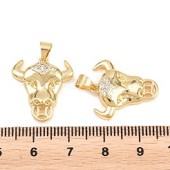 Brass Micro Pave Clear Cubic Zirconia Pendants&nbsp;ZIRC-F148-07G