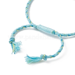 Natural Cowrie Shell with Evil Eye Braided Bead Bracelet with Nylon & Cotton Cord for Women&nbsp;BJEW-JB09140