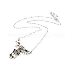 Alloy Skull with Bat Pendant Necklace&nbsp;LS-NJEW-G056-02AS