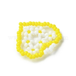 Glass Seed Beaded Heart with Flower Pendants&nbsp;PALLOY-MZ00529-02