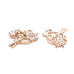 Rack Plating Brass Micro Pave Clear Cubic Zirconia Pendants&nbsp;KK-T060-25-RS