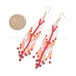 Handmade Glass Seed Beads Arrow Dangle Earrings&nbsp;EJEW-MZ00539