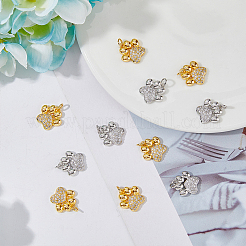 12Pcs 2 Colors Rack Plating Brass Micro Pave Cubic Zirconia Charms&nbsp;KK-DC0003-18
