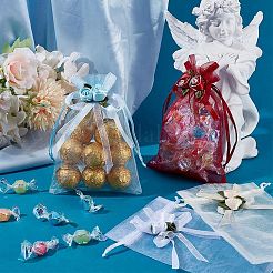 40Pcs 4 Colors 3D Flower Organza Drawstring Bags&nbsp;OP-BBC0001-06B