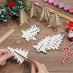 4 Styles Christmas Theme Unfinished Wood Solid Display Decorations&nbsp;DJEW-WH20002-21A