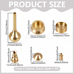 6Pcs 6 Styles Brass Incense Burner Holder&nbsp;AJEW-GA0009-82