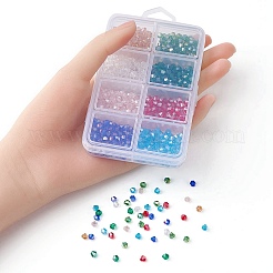 8 Strands 8 Color Faceted Bicone Transparent Glass Beads Strands&nbsp;EGLA-YW0001-61