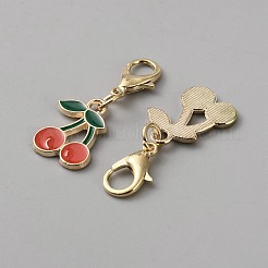 Cherry Alloy Enamel Pendant Decoration for Keychain Bag Hanging Ornament&nbsp;HJEW-WH0001-34B-G-1