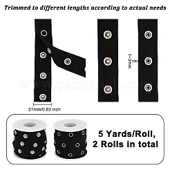 5 Yards Alloy Snap Button Tape Trim Polyester Ribbons&nbsp;DIY-OC0011-27B