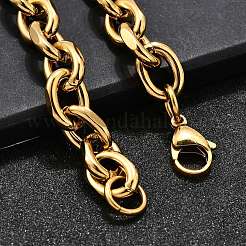 304 Stainless Steel Cable Chain Bracelets for Women&nbsp;BJEW-Q050-01D-G