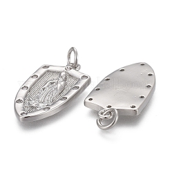 Brass Micro Pave Clear Cubic Zirconia Pendants&nbsp;KK-F821-17P