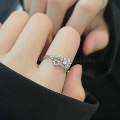 Alloy with Crystal Rhinestone Cuff Open Rings for Women&nbsp;FS-WG2A069-01