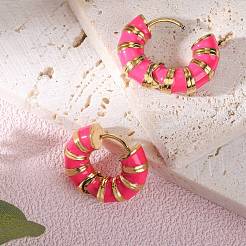 Enamel Striped Thick Hoop Earrings&nbsp;JE1110E
