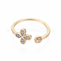 Brass Micro Pave Clear Cubic Zirconia Peg Bails Cuff Finger Ring Settings&nbsp;KK-S360-014-NF