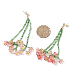 3 Pairs Brass Glass Dangle Stud Earrings&nbsp;EJEW-TA00711