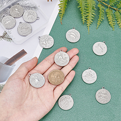 12Pcs 12 Style  304 Stainless Steel Pendants&nbsp;STAS-UN0026-15