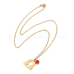 304 Stainless Steel Glass Drill Birth Stone Constellation Pendant Necklaces&nbsp;LS-STAS-D305-08G-G