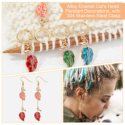18Pcs 6 Color Alloy Enamel Leaf Charms Locking Stitch Markers&nbsp;AJEW-PH01453