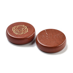 Natural Red Jasper Flat Round with Chakra Sign Figurines Display Decorations&nbsp;DJEW-K025-01A