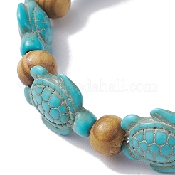 Beach Turtle Dye Synthetic Turquoise Beaded Stretch Barcelets&nbsp;BJEW-JB10291-01