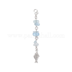 Natural Rose Quartz & Aquamarine & Amethyst & Tiger Eye & Synthetic Turquoise Chips Pendant Decorations&nbsp;HJEW-JM04129