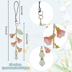 12Pcs Glass & Acrylic & Brass Mobile Straps&nbsp;HJEW-AR00008