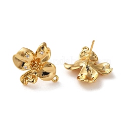 Brass Micro Pave Cubic Zirconia Stud Earring Findings&nbsp;KK-P285-05G