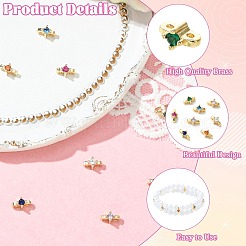 16Pcs 8 Colors Brass Micro Pave Cubic Zirconia Multi-Strand Links&nbsp;FIND-CJ0005-87