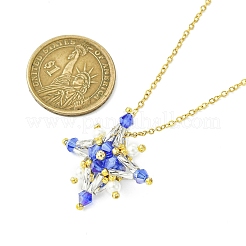 Glass Seed Beads Beaded Star Pendant Necklaces&nbsp;NJEW-MZ00088-01