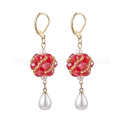 Glass Teardrop Leverback Earrings&nbsp;EJEW-MZ00531-05