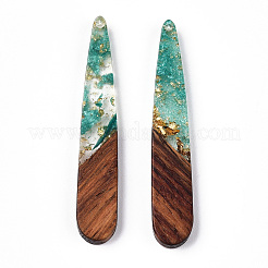 Transparent Resin & Walnut Wood Pendants&nbsp;X-RESI-N039-69B