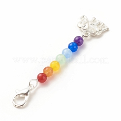 Chakra Theme Natural & Dyed Malaysia Jade Beaded Pendant Decorations&nbsp;HJEW-JM00642-04