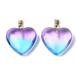 Two Tone Spray Painted Glass Pendants&nbsp;GLAA-N035-016-C02