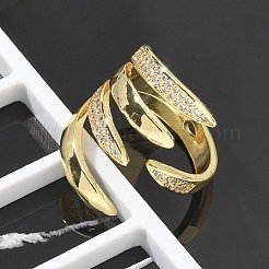 Brass Micro Pave Clear Cubic Zirconia Cuff Rings&nbsp;RJEW-M029-03G