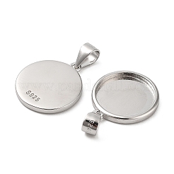 Anti-Tarnish Rhodium Plated 925 Sterling Silver Pendant Cabochon Settings&nbsp;STER-I017-017P