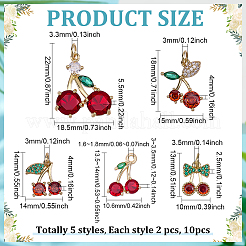 8Pcs 4 Styles Brass Micro Pave Cubic Zirconia Pendants&nbsp;KK-ME0004-80