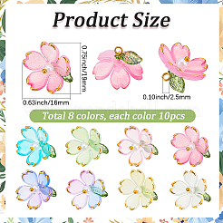 80Pcs 8 Colors Transparent Acrylic Pendants&nbsp;OACR-BM0001-07